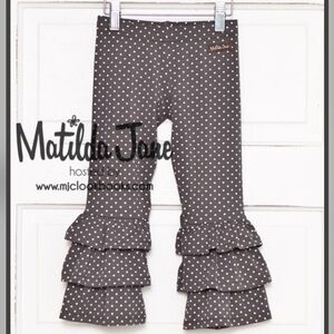 Matilda Jane Seeing Spots Bennys Hello Lovely Gray Polka Dot Ruffle Leggings 8